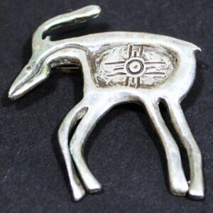 Fine 925 Sterling Silver Deer Brooch Southwestern